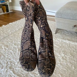 Snakeskin sock booties, size 8.5, like new